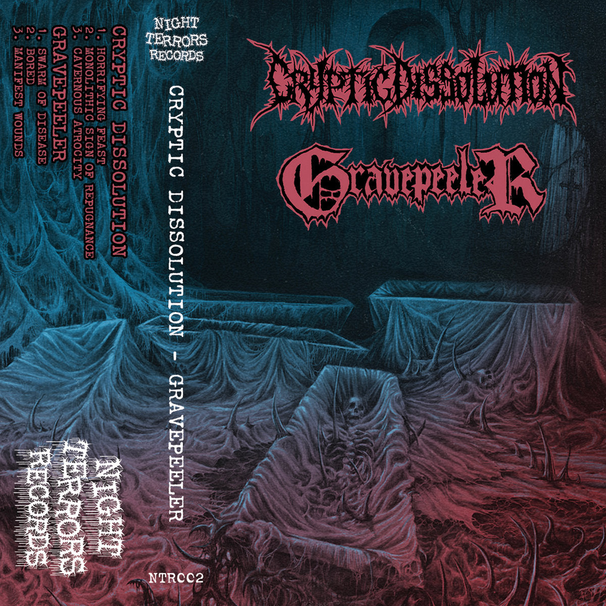 CRYPTIC DISSOLUTION - GRAVEPEELER "SPLIT" SOLID WHITE BONE SHELL - CASSETTE