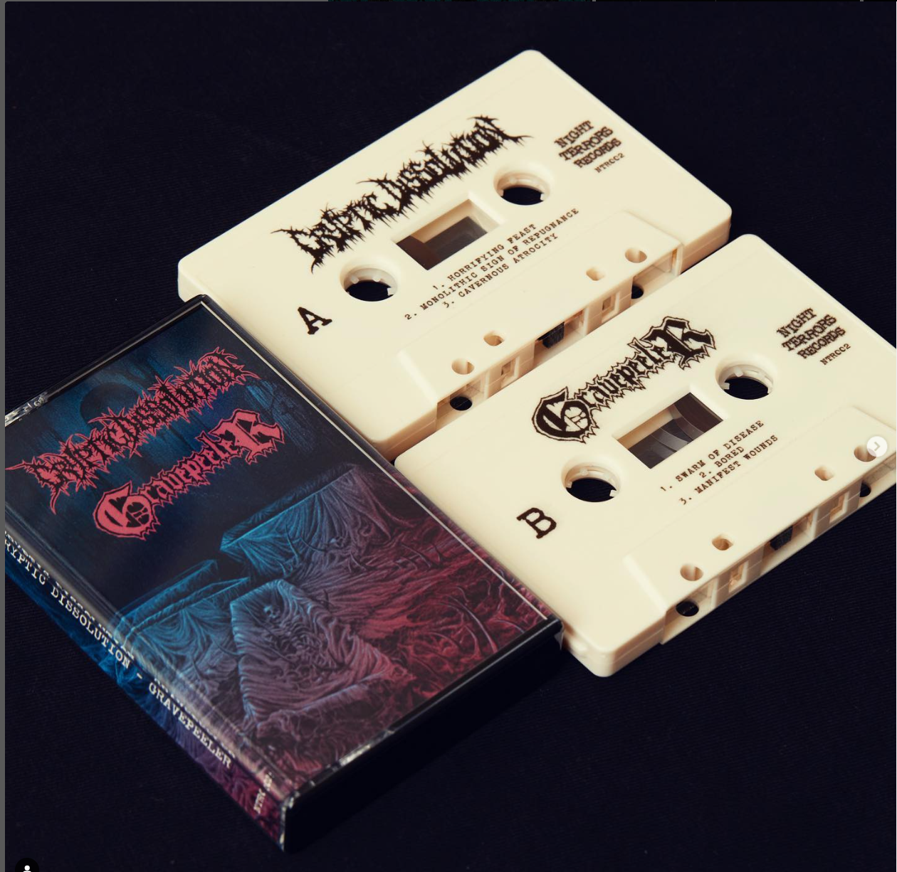 CRYPTIC DISSOLUTION - GRAVEPEELER "SPLIT" SOLID WHITE BONE SHELL - CASSETTE